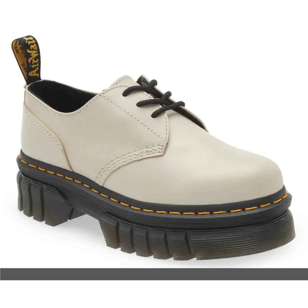 Dr. Martens Women`s Audrick Leather Platform Shoes Cobblestone Grey Size 9