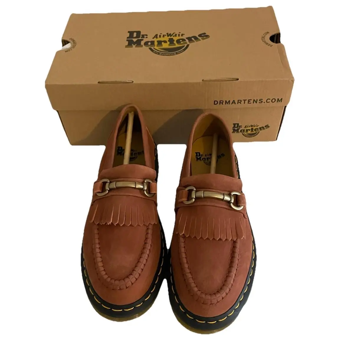 Dr Martens Adrian Snaffle Loafers Mens 7 Womens 8 Rust Orange Nubuck Kiltie Shoe