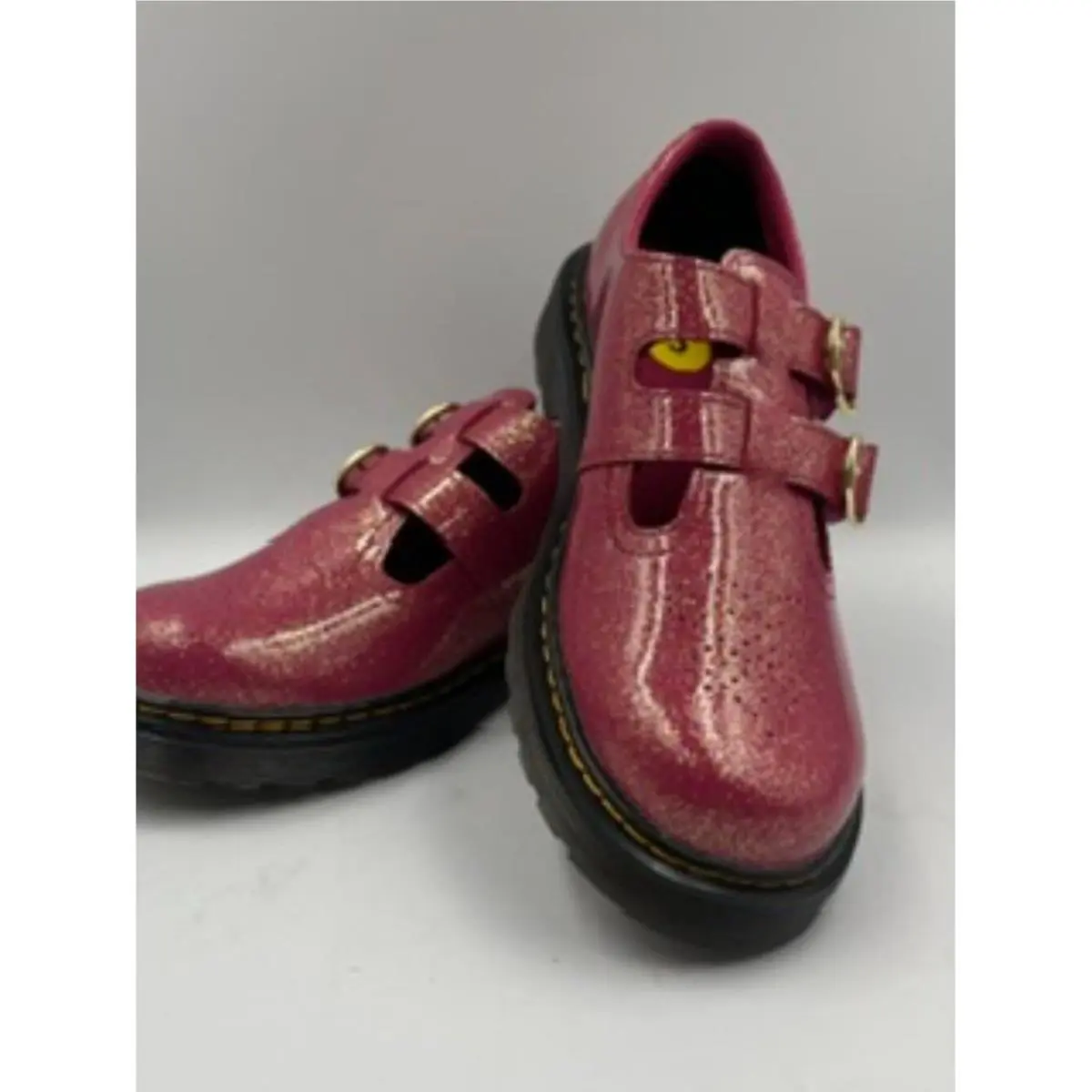 Dr. Martens 8065J Glitter Patent Leather Mary Jane Shoes Women`s 5 Pink