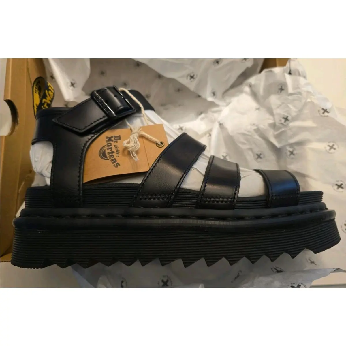 Dr. Martens Blaire Women’s Black Brando Leather Strap Sandal - Size 8