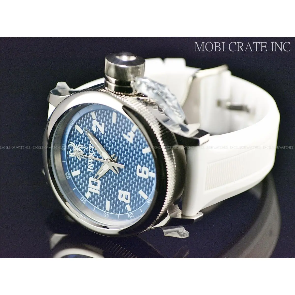 Nos Invicta Men`s 52mm Russian Spider Swiss 515 Quartz Blue CF Dial SS Watch