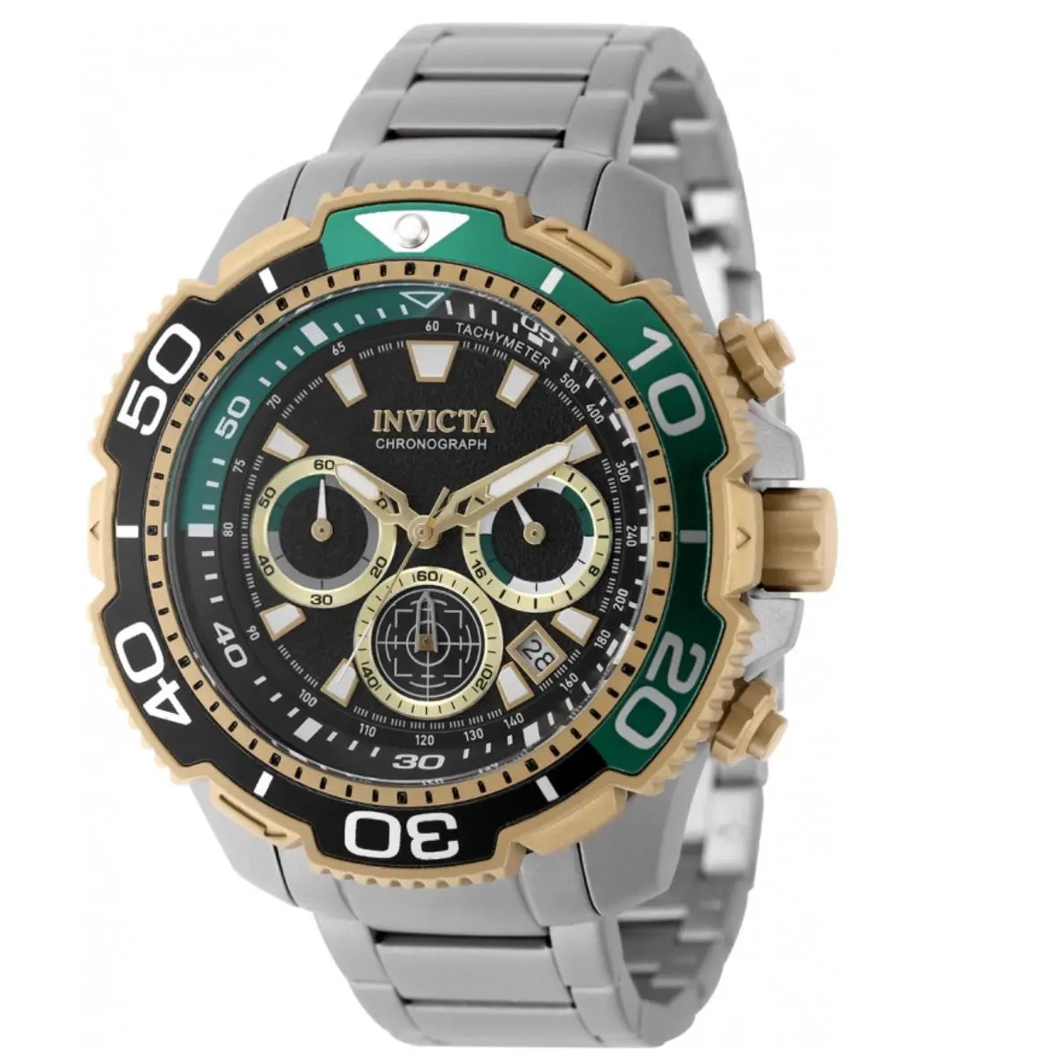 Invicta Commander TI-22 Titanium Men`s 48mm Green Gold Chrono Watch 49498