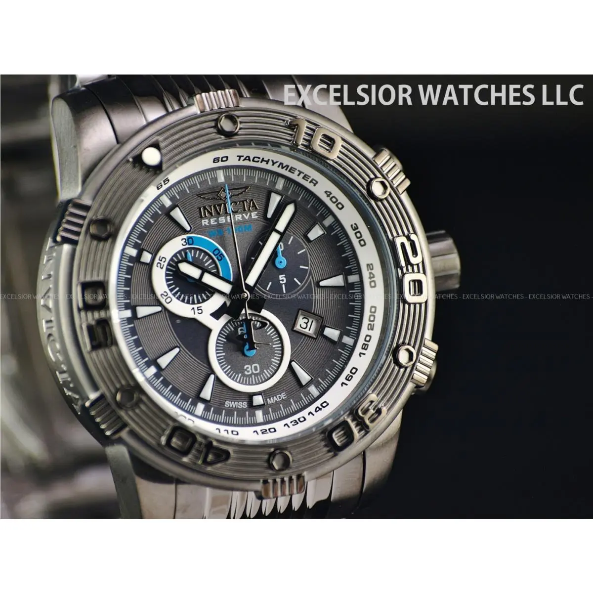 Reserve 47mm Ocean Speedway Swiss Made Eta Chrono Gunmetal IP Watch by Invicta