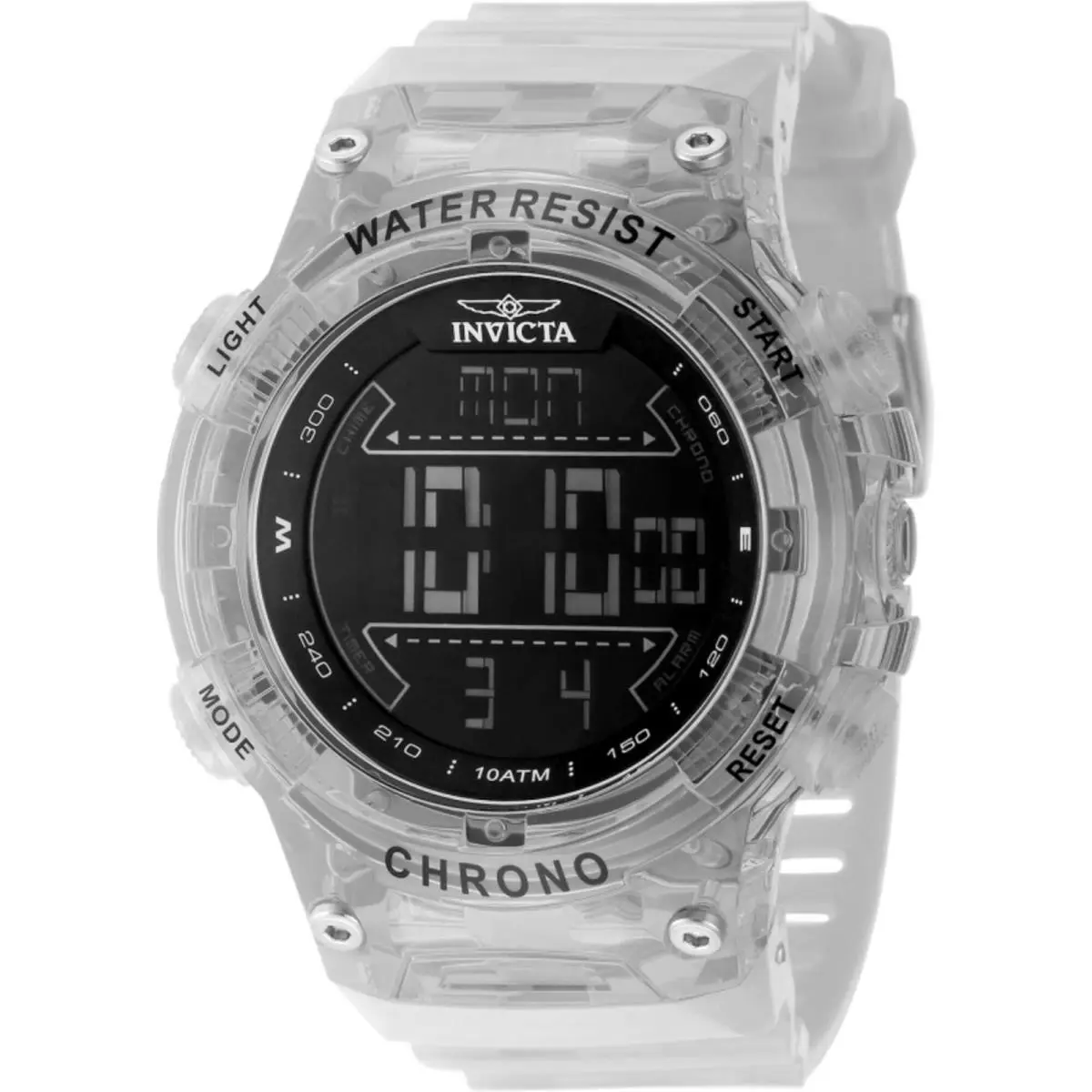 Invicta Men`s Watch Invicta Racing Black Digital Dial White Rubber Strap 49041