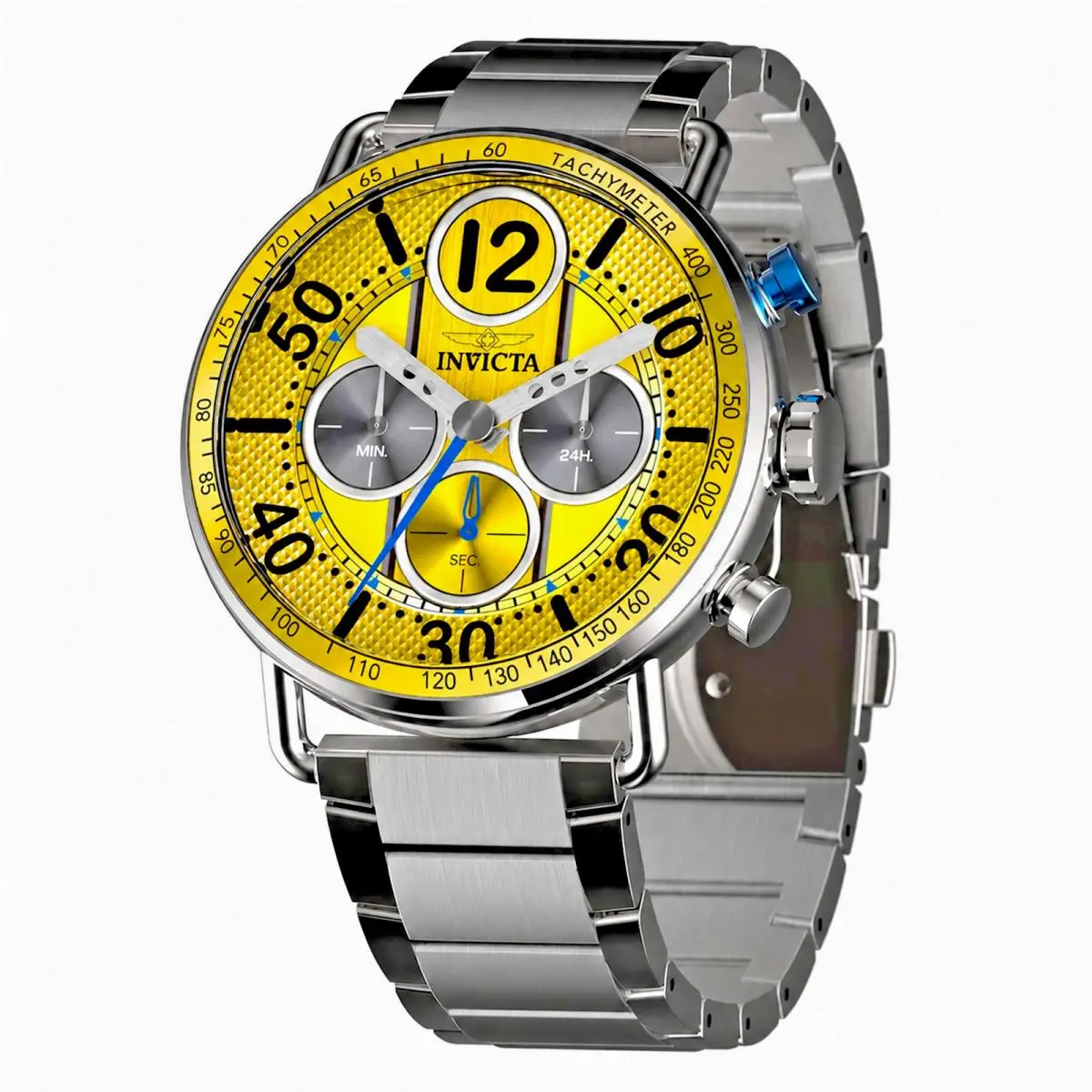 Invicta Speedway Chronograph Men`s Watch Yellow Dial 44mm 50883 S. Steel