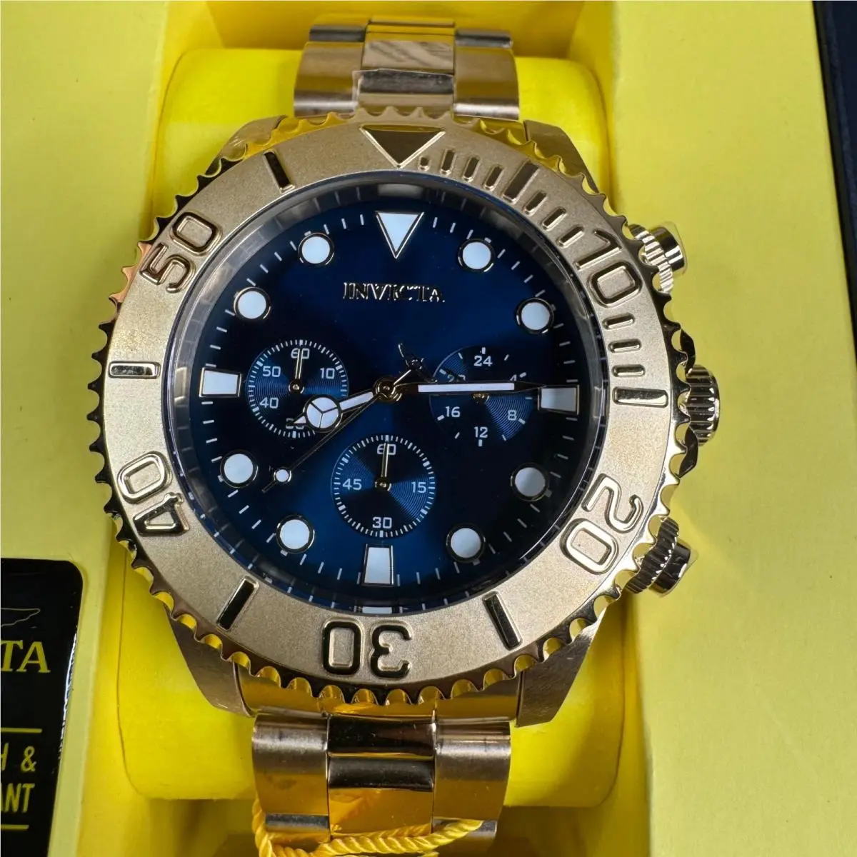 Pro Diver Chronograph Gold Tone Blue Dial Mens Watch 36974 by Invicta