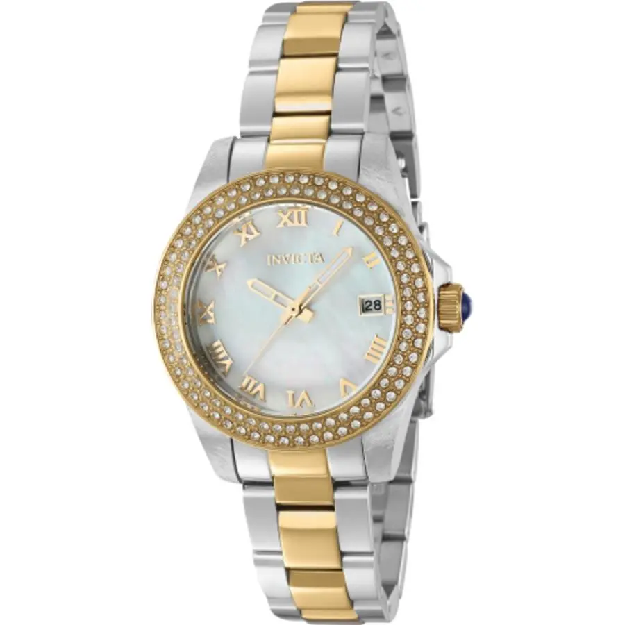 Invicta Angel Quartz Crystal Mop Dial Ladies Watch 36075