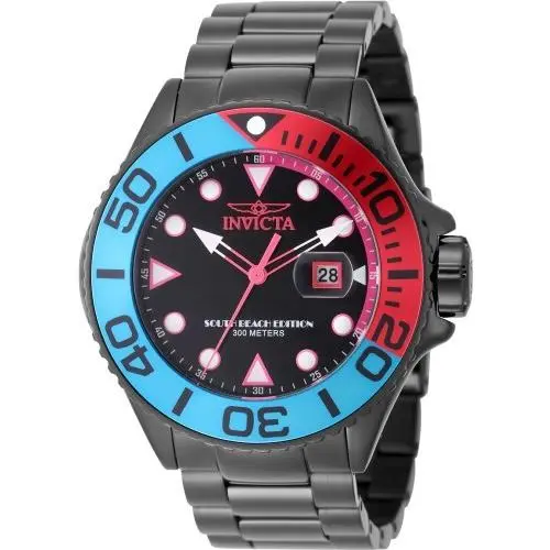 Men`s 48614 Grand Diver Quartz 3 Hand Black Dial Watch by Invicta
