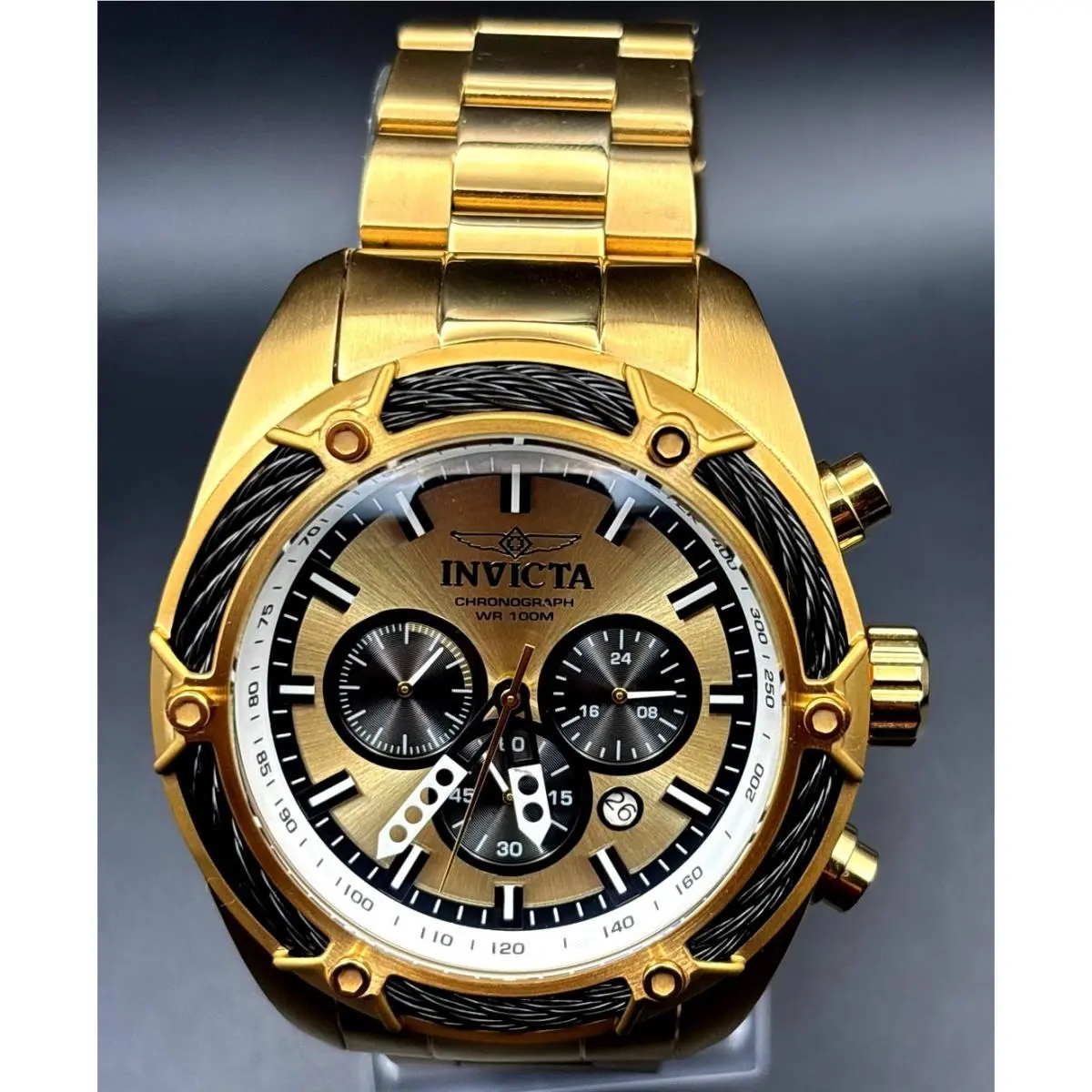 31439 Bolt Chronograph Gold Tone 52mm Men`s Watch Rare by Invicta