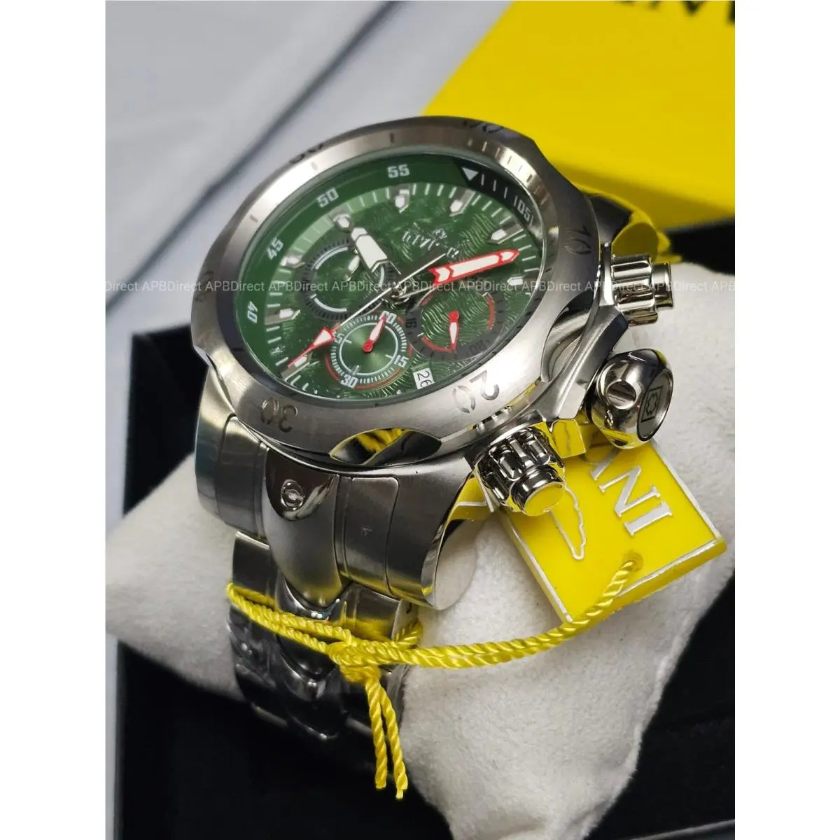 - Venom - Chronograph - Green Dial 100m SS Bracelet Mens Watch by Invicta