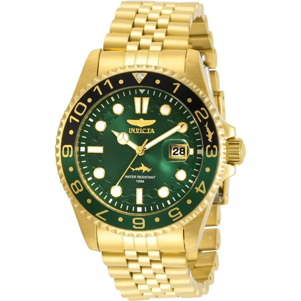 Men`s 30623 Pro Diver Quartz 3 Hand 43MM Green Dial Gold Steel Watch by Invicta