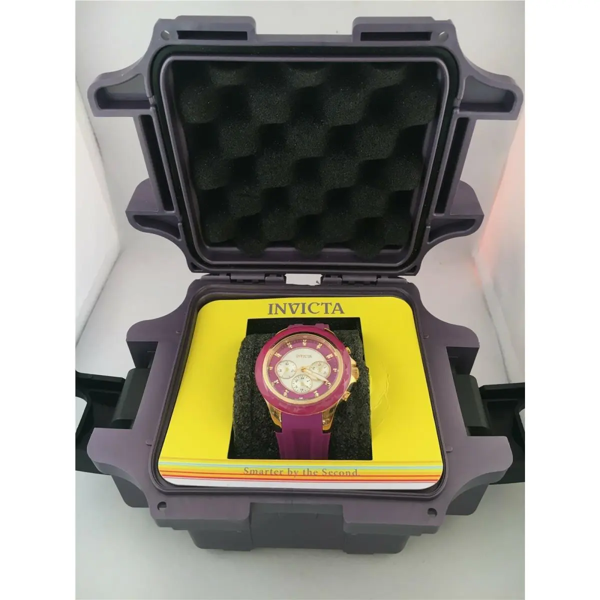 Angel Women Purple Silicone Watch Model 23575 Quartz Dive Case by Invicta