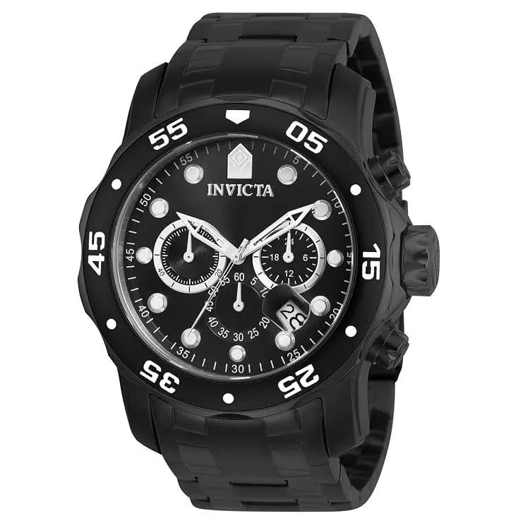Invicta Men`s 0076 Pro Diver Quartz Chronograph Black Dial Watch