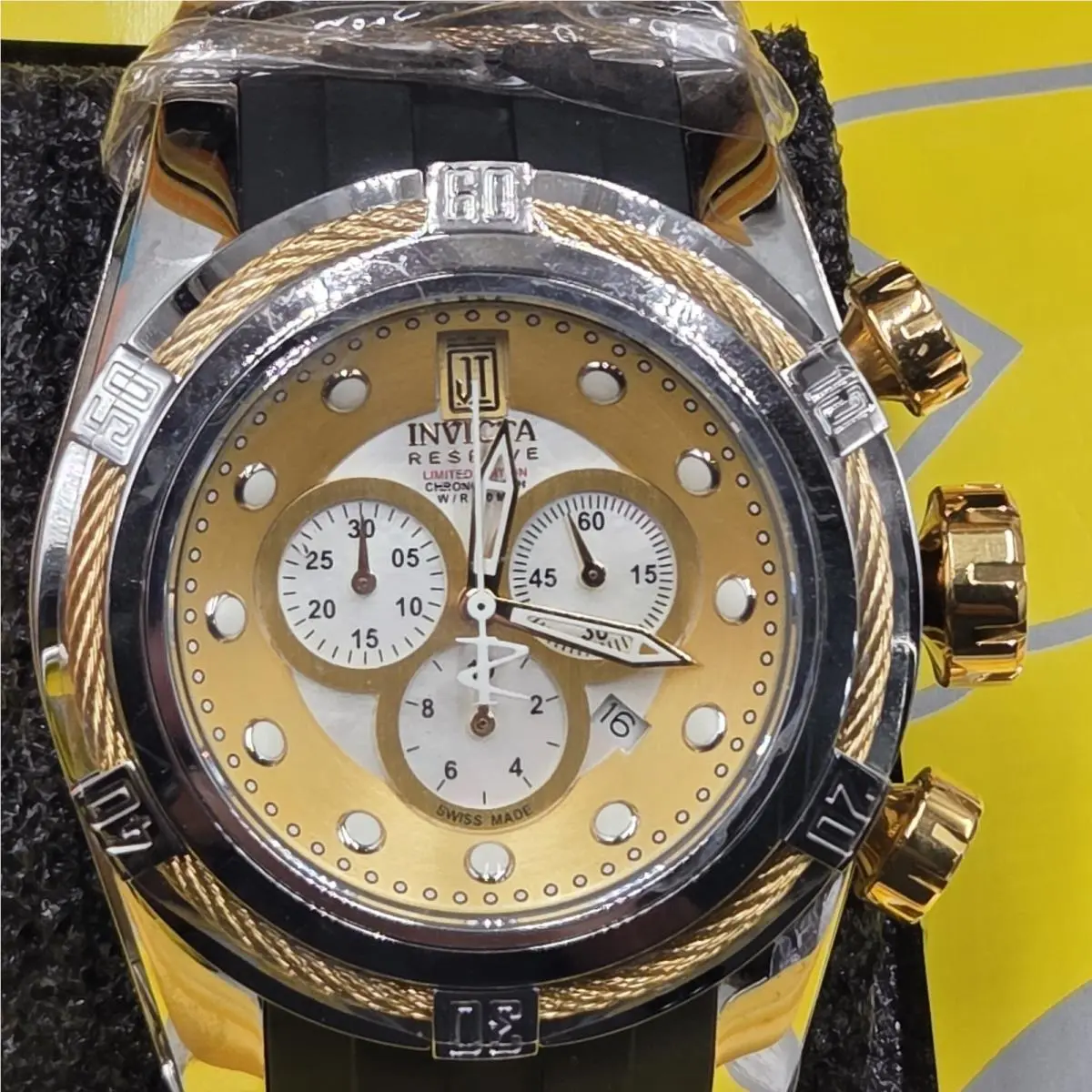 Reserve Bolt Zeus Jason Taylor LE 999 Silver Gold Watch. Swiss by Invicta