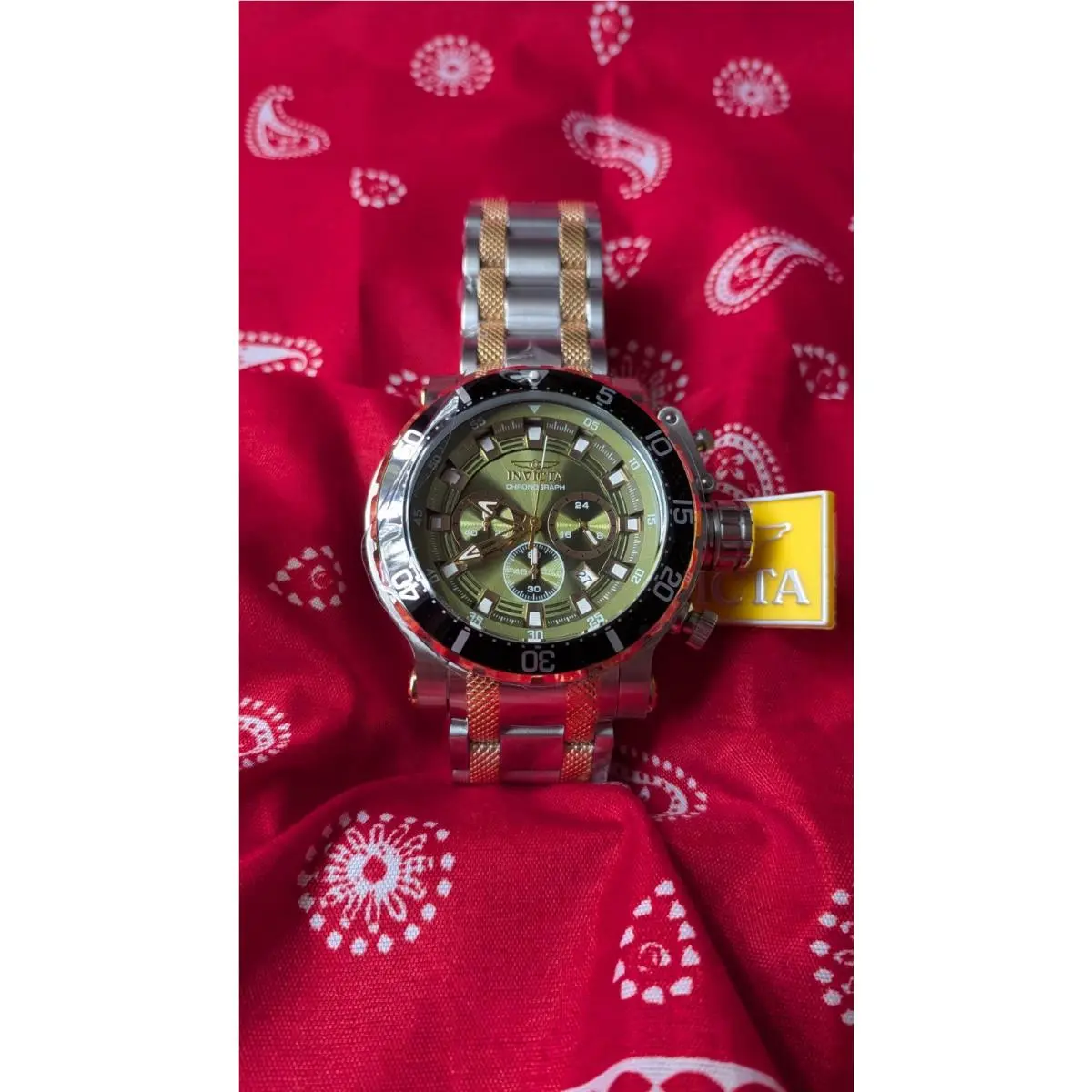 Coalition Forces Men`s Quartz Chronograph Diver Green Dial 53mm Box by Invicta