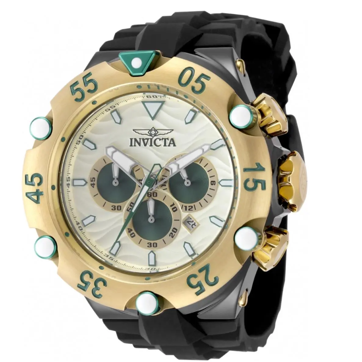Invicta Subaqua Cobra Men`s 54mm Gold Green Sport Chrono Watch 48544