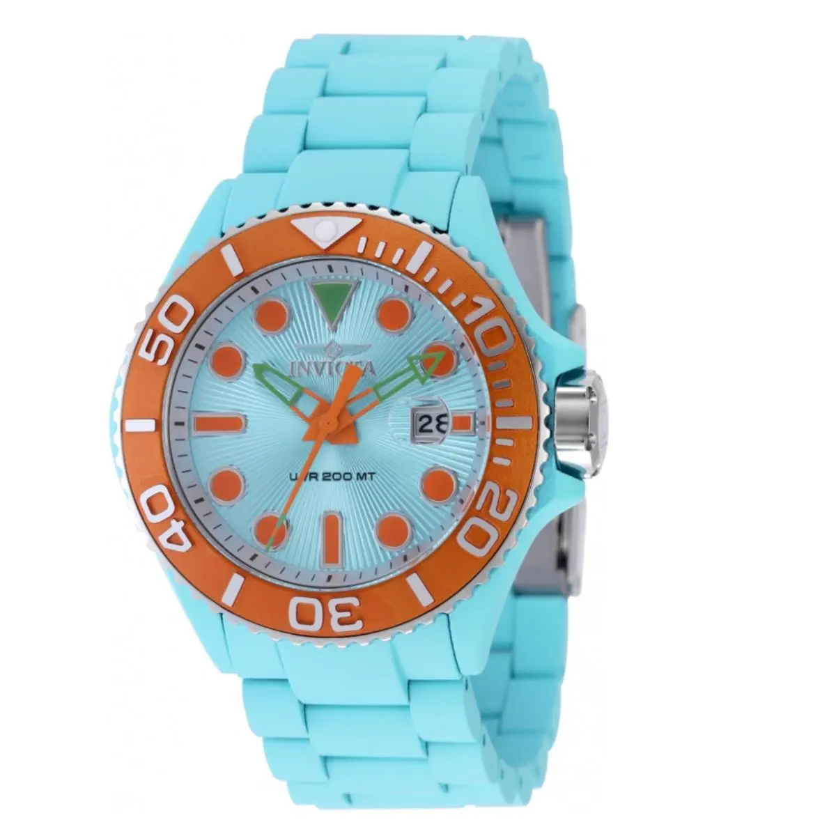 Grand Diver Playa Men`s 42mm Light Blue Orange Aqua-plated Watch 49484 by Invicta