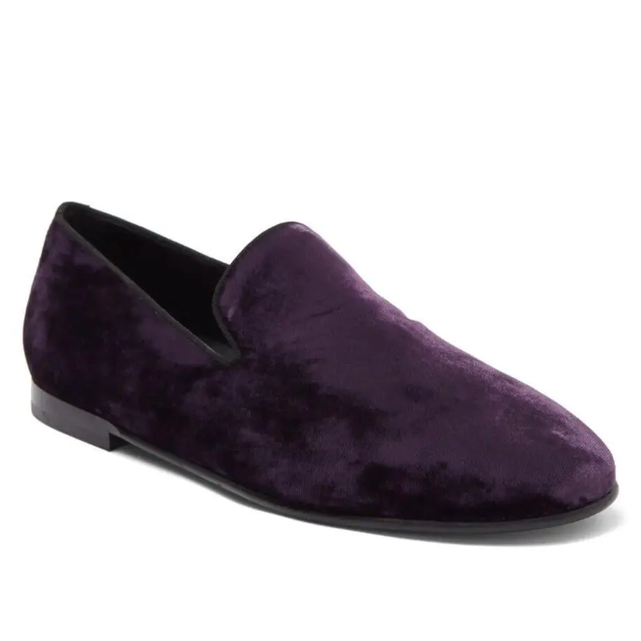 Dolce Gabbana Mens Velvet Slippers Loafer Shoes Moccasin Purple Size 9 - Italy