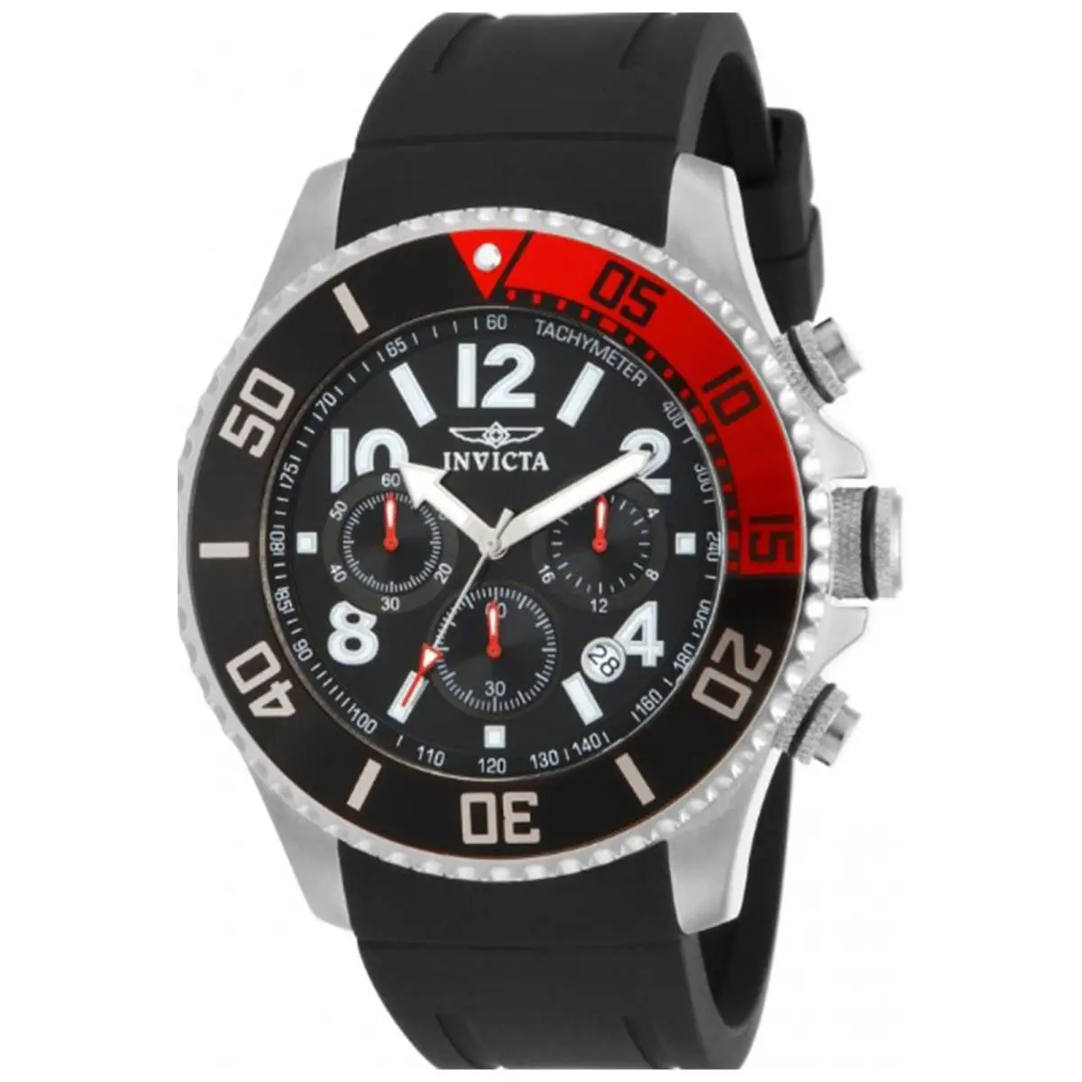 Men`s 15145 Pro Diver Stainless Steel Watch with Black Polyurethane Band by Invicta