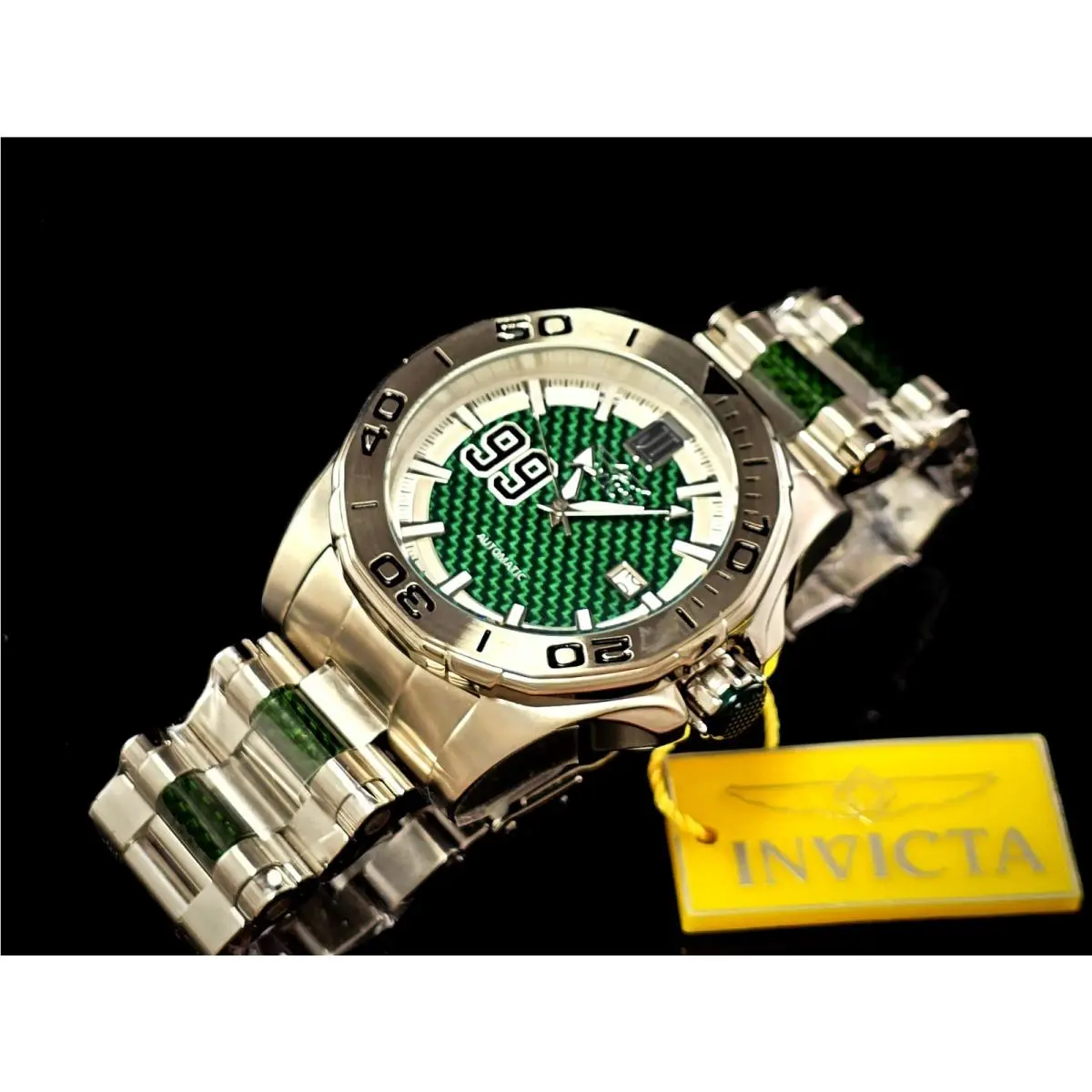 Jason Taylor 38179 Automatic Men’s Watch 48mm Steel Green Dial by Invicta