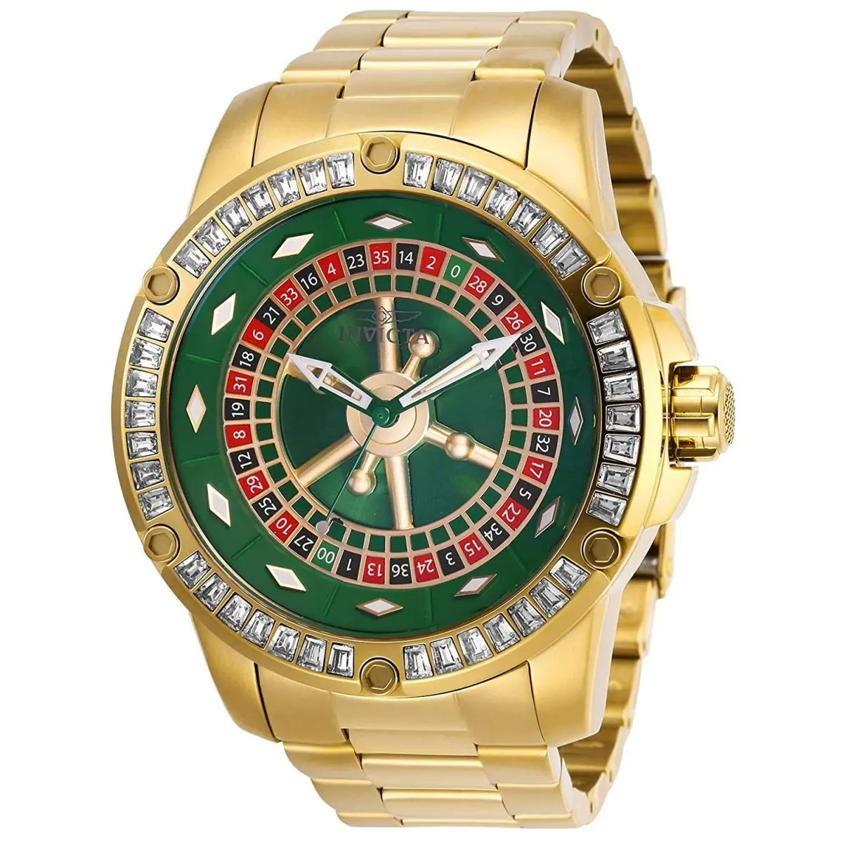 Invicta Specialty Casino Automatic 52MM Green Dial Gold Steel Men`s Watch 28713