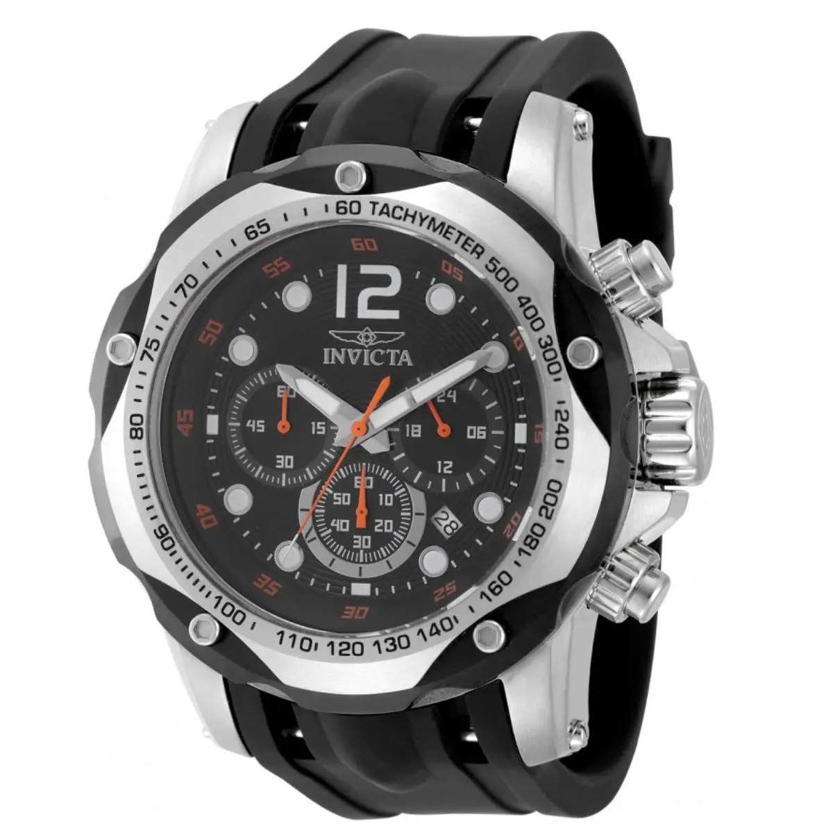Invicta Speedway Double Black Men`s 51mm Silicone Sport Chrono Watch 49888