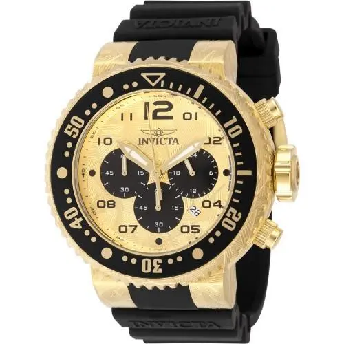 Men`s 48618 Pro Diver Quartz Chronograph Gold Black Dial Watch by Invicta