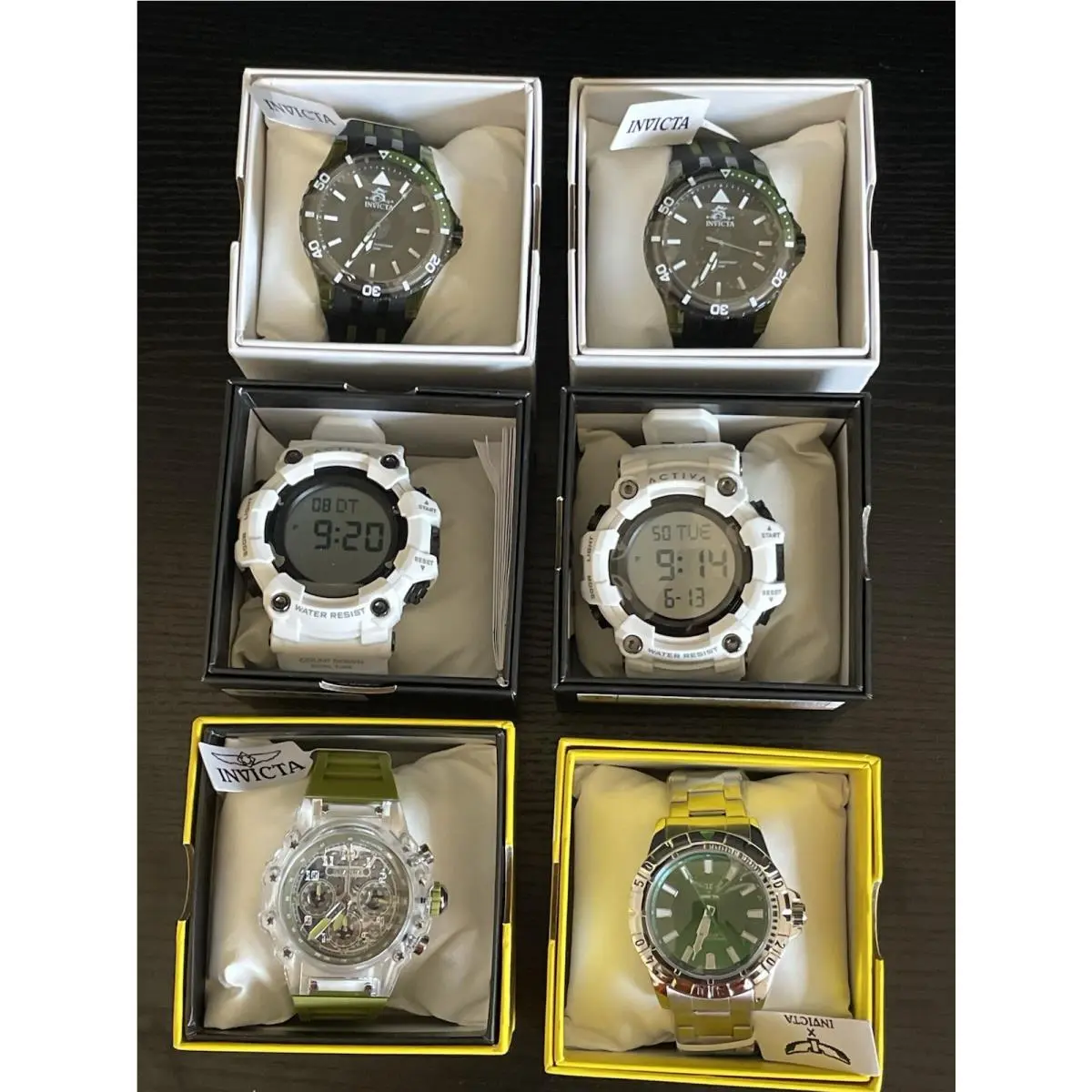 6 Watches Invicta Subaqua Activa Men’s Watch Lot Boxed Quartz Digital
