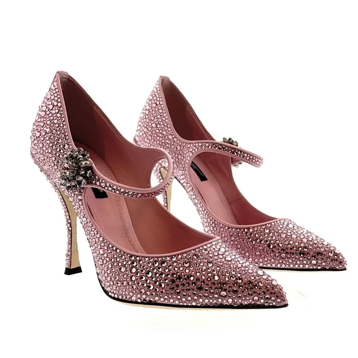 Dolce Gabbana Pink Crystal Mary Jane Pumps-37