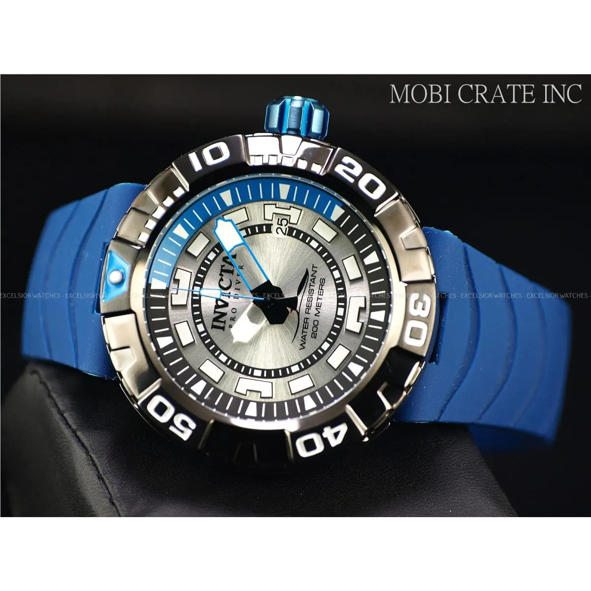 Men`s 48MM Hunter Pro Diver Automatic Gunmetal IP Deep Blue Strap Watch by Invicta