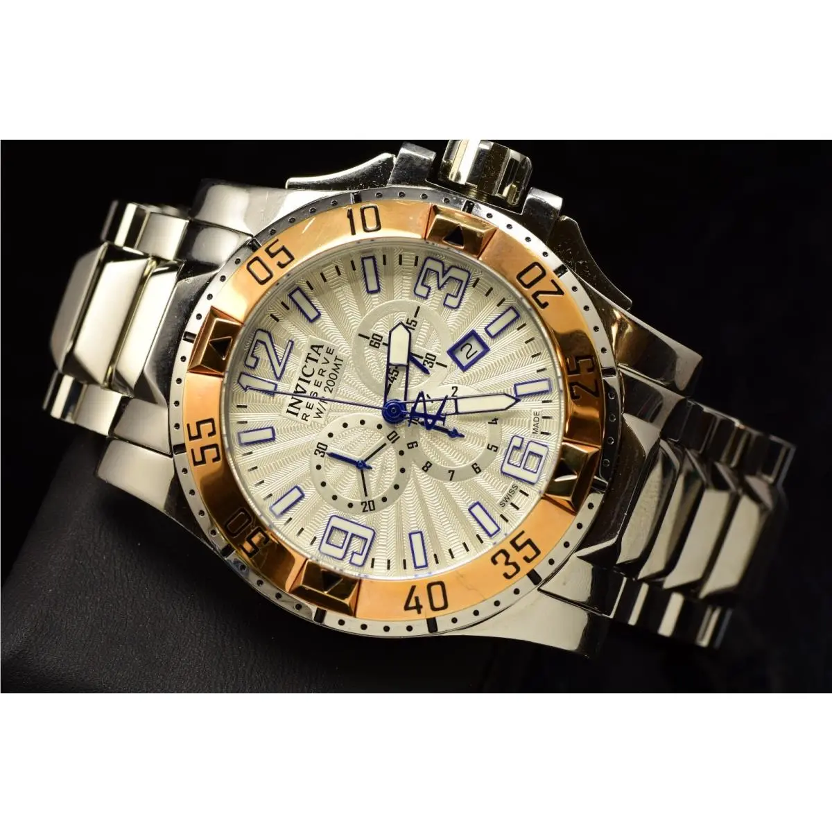 Invicta Men`s Reserve Excursion Swiss Made Chronograph Silver Tone SS Watch