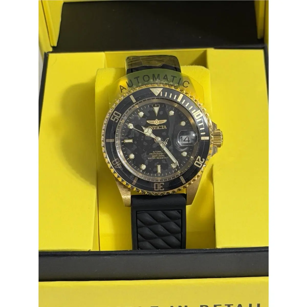 Pro Diver Automatic Men`s Watch - 40mm Gold Black Silicone 89290B by Invicta