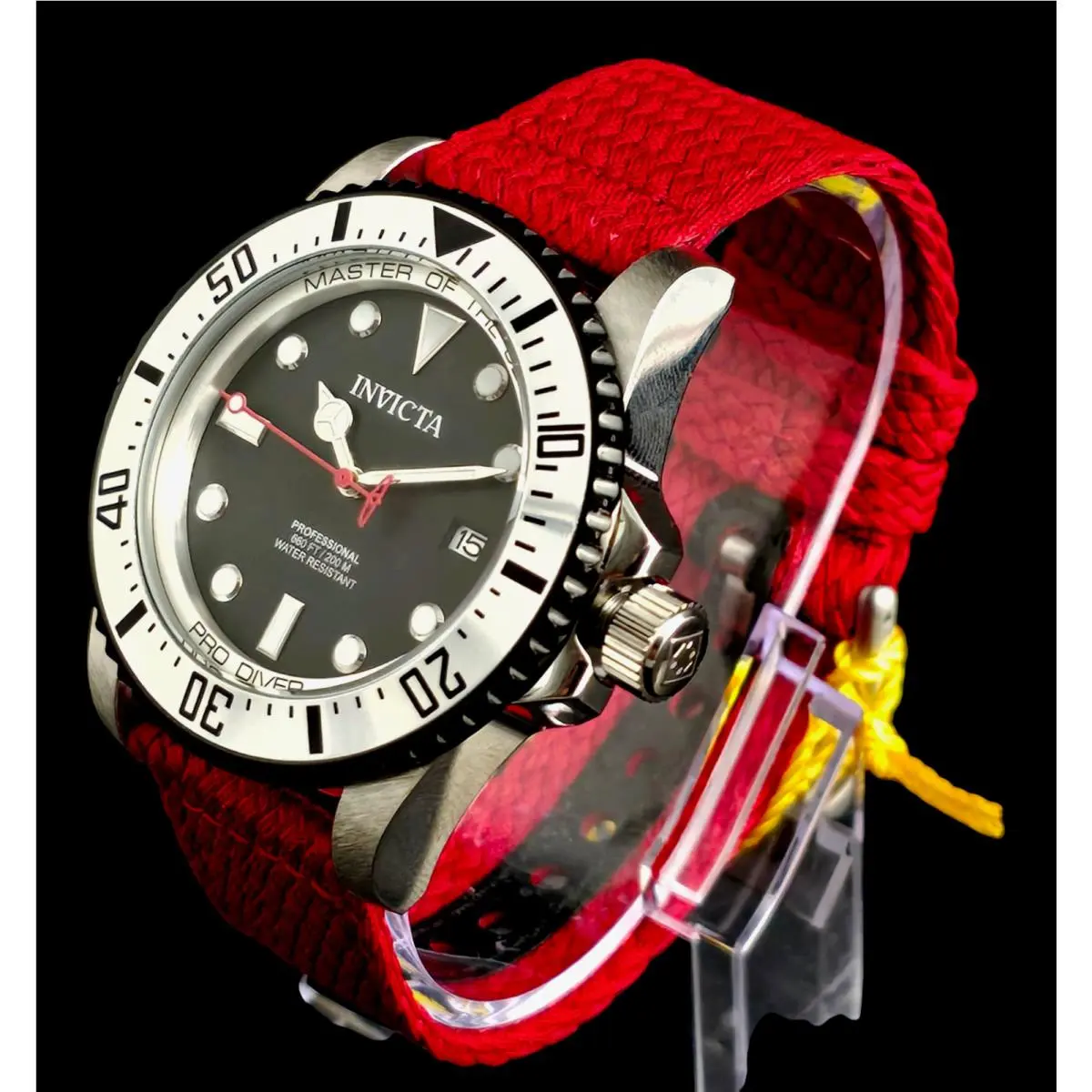 Pro Diver Men`s Watch Automatic 44mm Stainless Steel Red Strap 35486 by Invicta