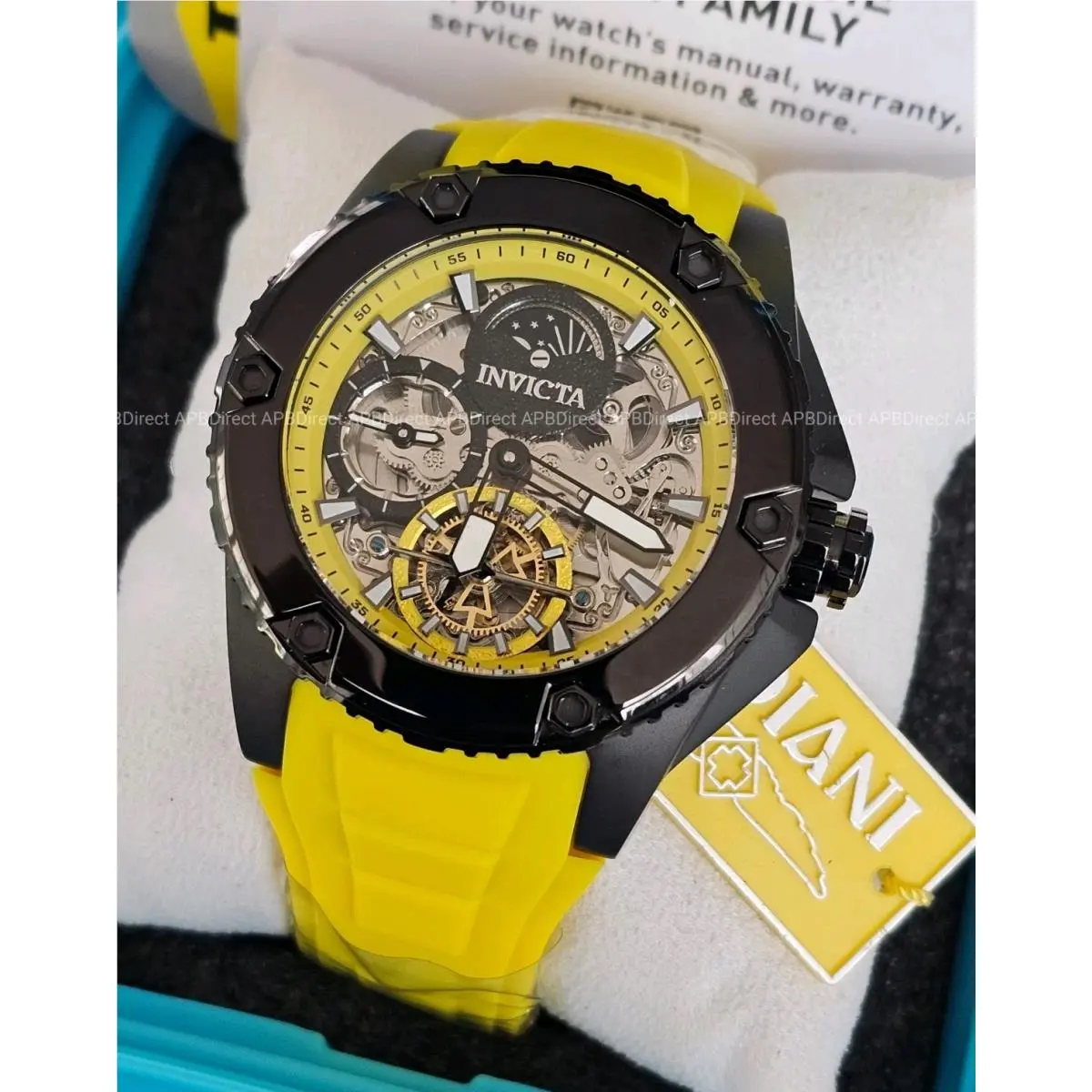 Invicta - Akula Automatic - Dual Time Skeleton Day / Night Yellow Mens Watch