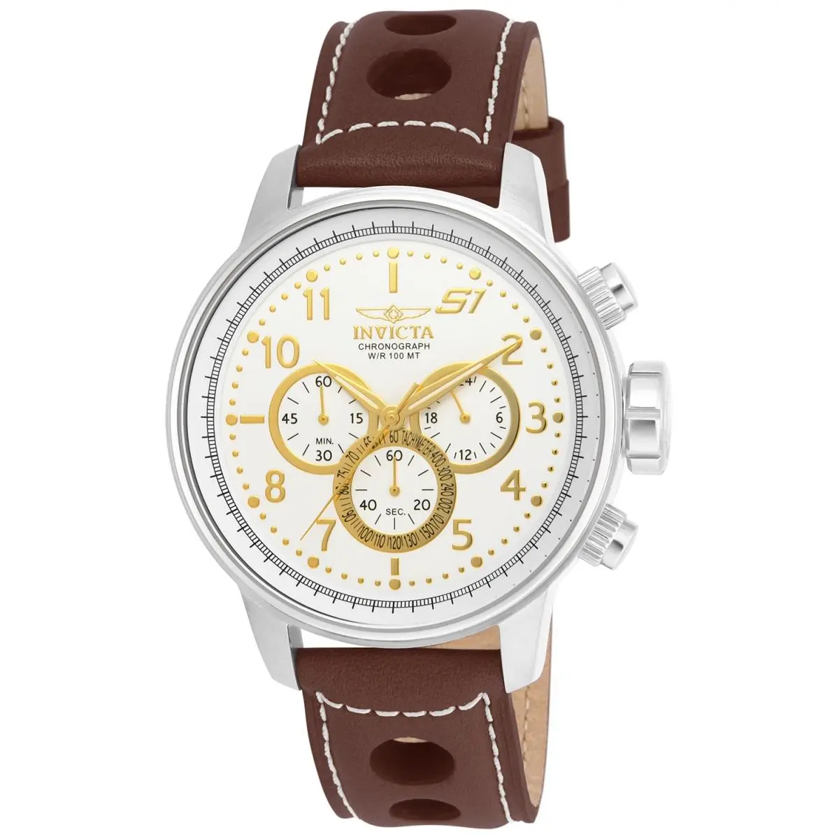 Invicta Men`s 16010 S1 Rally Quartz Multifunction Gold Antique Silver Dial Watch