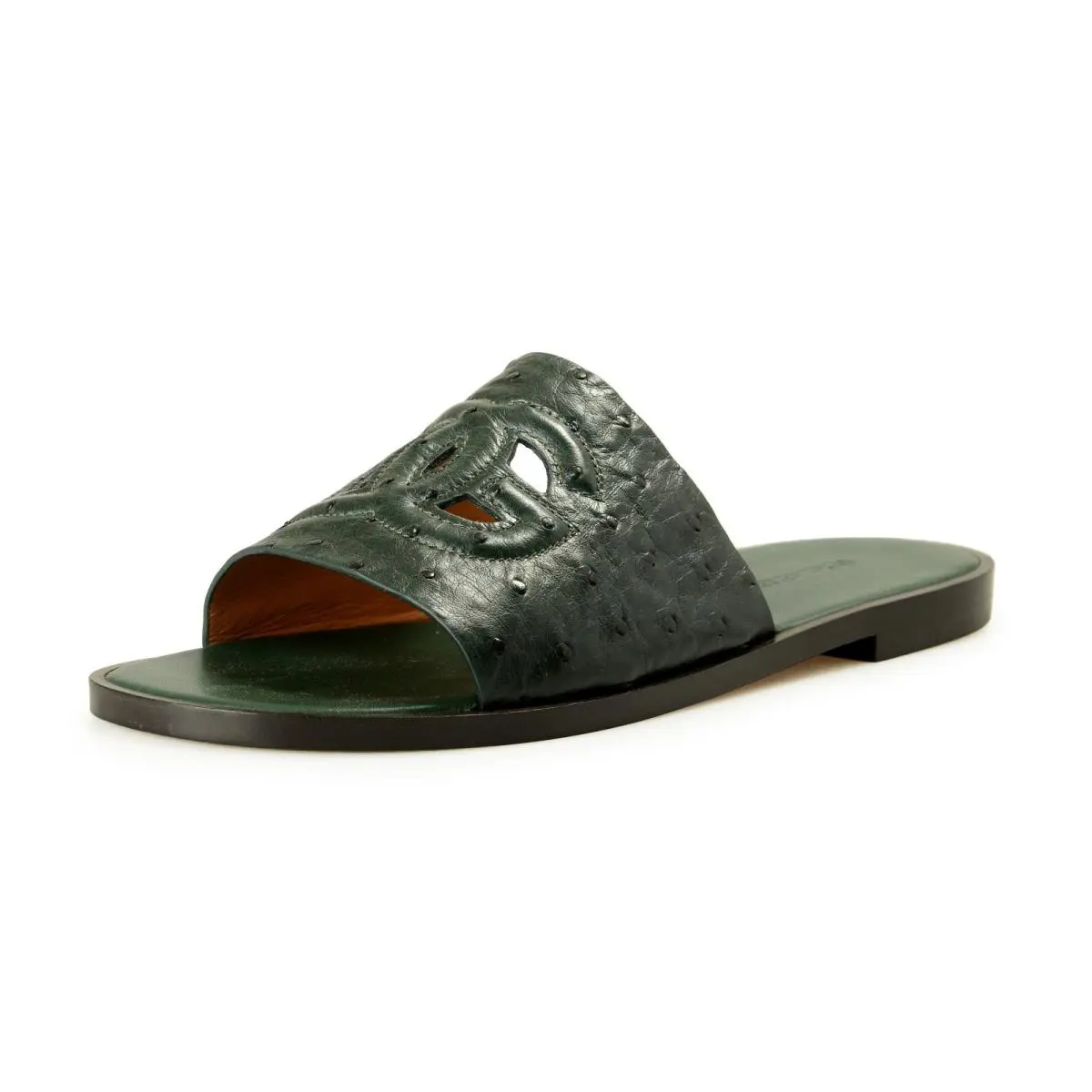 Dolce Gabbana Men`s Ostrich Leather Slides Shoes US 11 UK 10 IT 44
