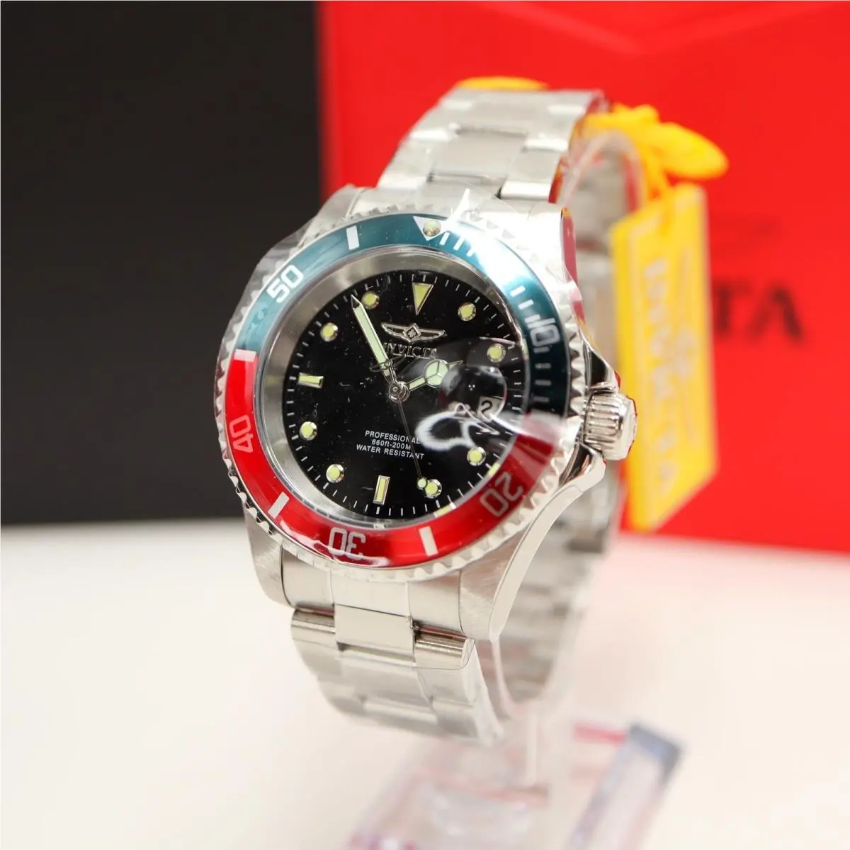 Pro Diver Pepsi Bezel Men`s 40mm Watch Black Dial Silver Tone 47354 by Invicta