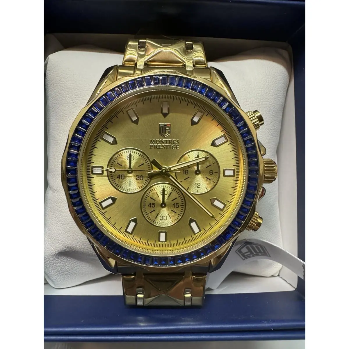 Montres Prestige X Invicta Mens Watch Gold W/blue Gem Bezel