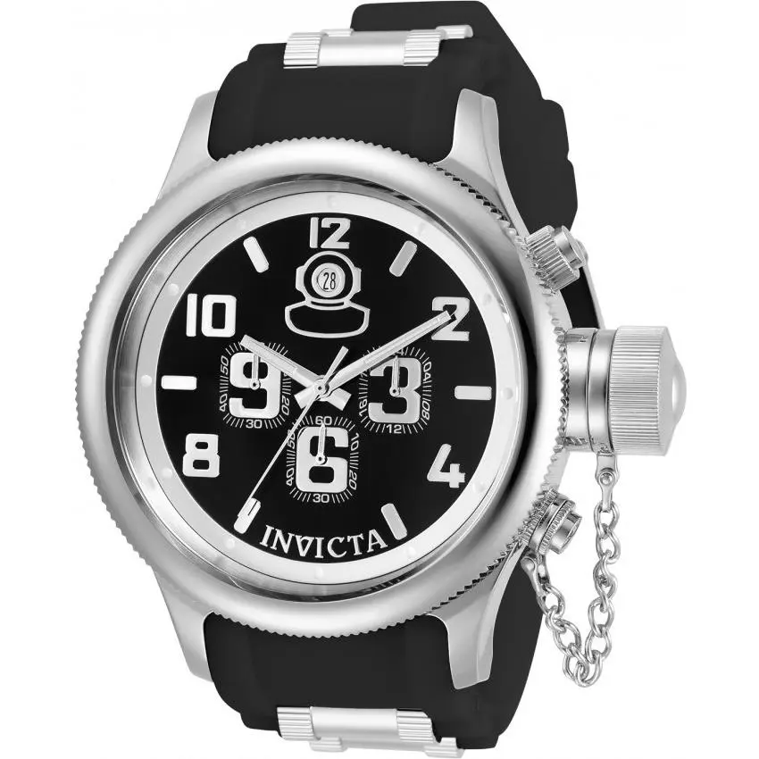 Invicta Quinotaur Black Chronograph 52mm Diver Mens Watch with Watch Case