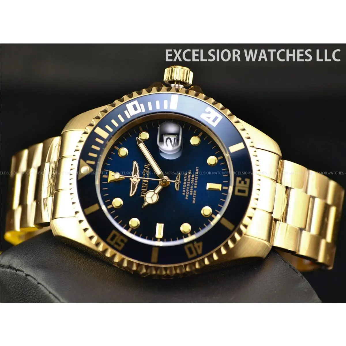 Men`s 47mm Grand Pro Diver NH35A Automatic Blue Dial Gold Tone SS Watch by Invicta