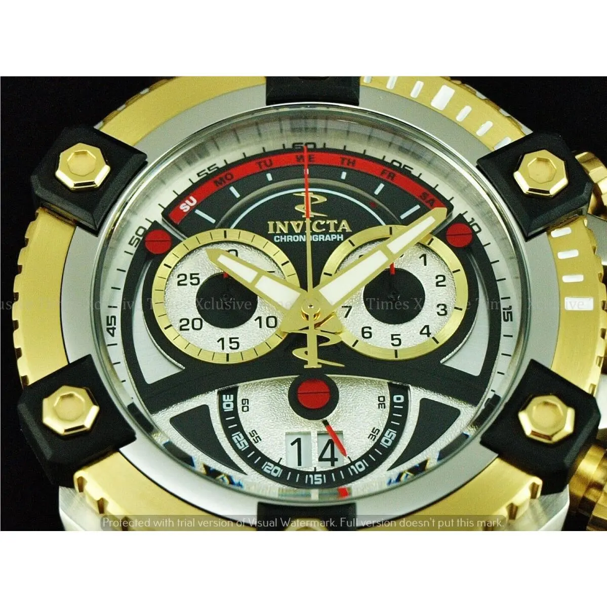 Reserve 60mm Arsenal Swiss 8040.N Chronograph 18K Gold IP TT Watch by Invicta