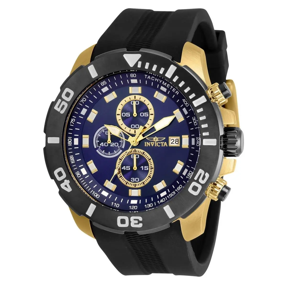 Luxury Pro Diver Chronograph  Men`s Watch 52mm Gold Black W Date by Invicta