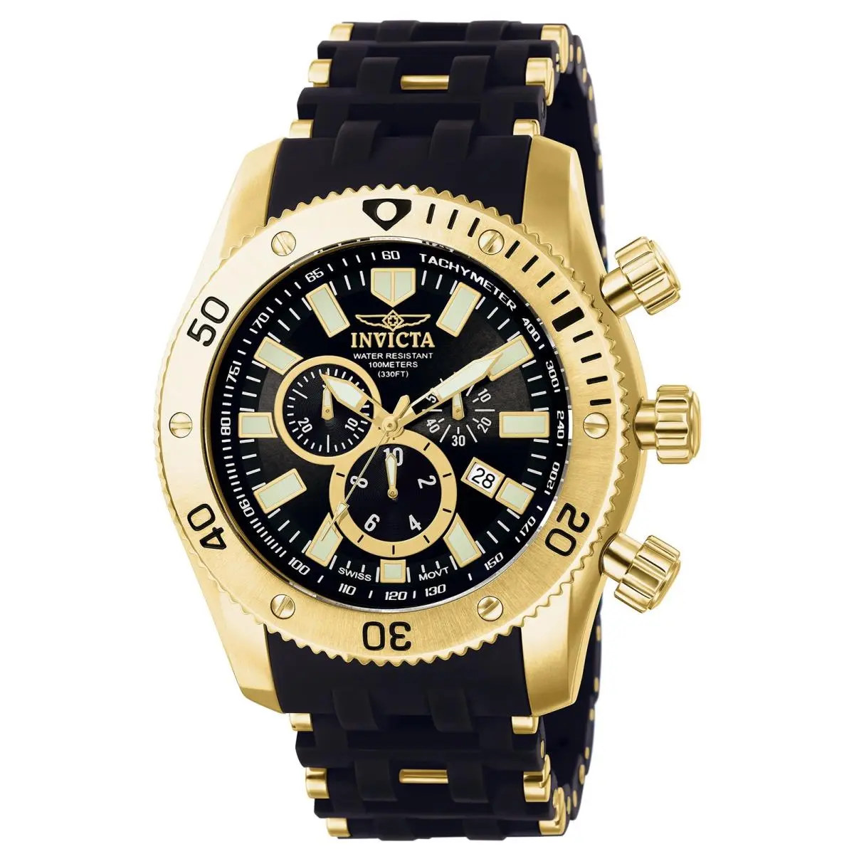 Invicta Sea Spider 0140 Men`s Quartz Watch - 50 mm - Stainless Steel, Dial: Black, Band: Black