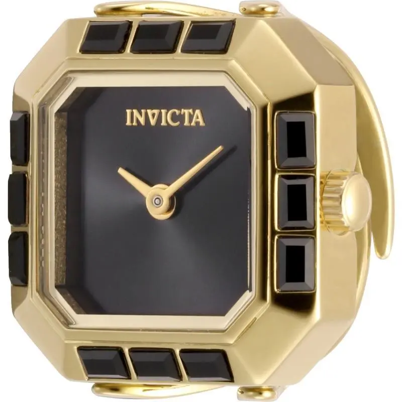 Women`s 49584 Mini Quartz 2 Hand Black Dial Ring Watch by Invicta