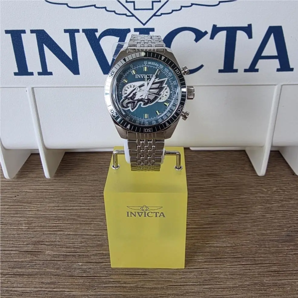 Nfl Philadelphia Eagles Quartz Chronograph 43mm SS Bracelet Watch Gmt by Invicta