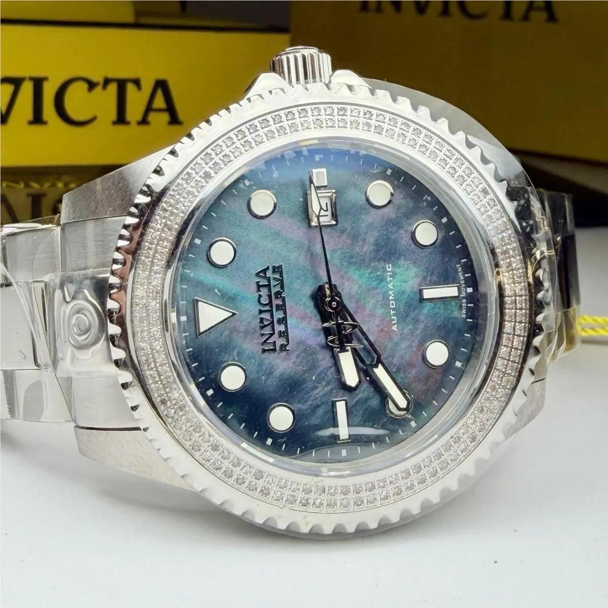 Pro Diver Diamond Bezel Black Mop Dial Automatic Men’s 47mm Watch 29917 by Invicta