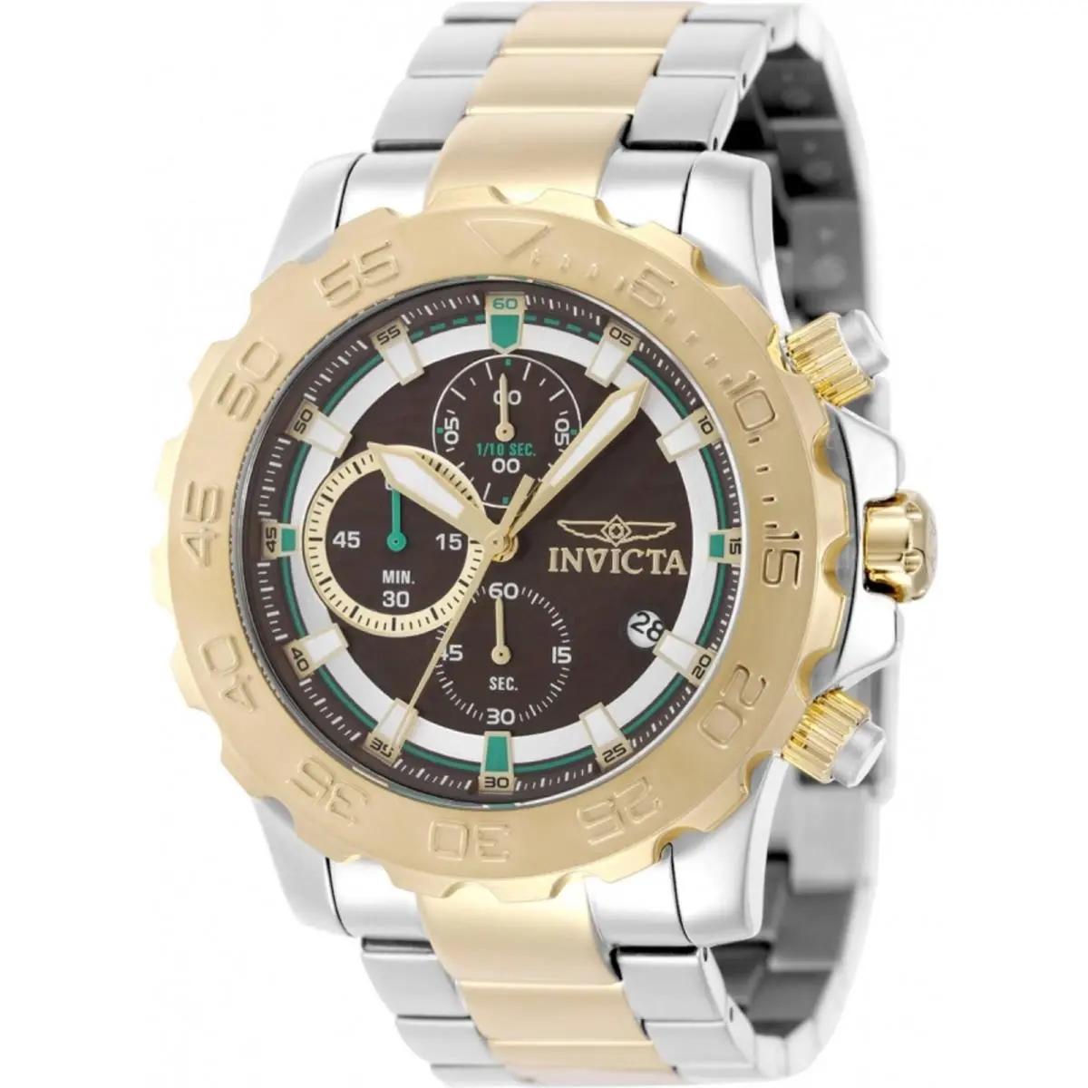 Men`s Watch Pro Diver Quartz Brown Dial Two Tone Steel Bracelet 50250 by Invicta