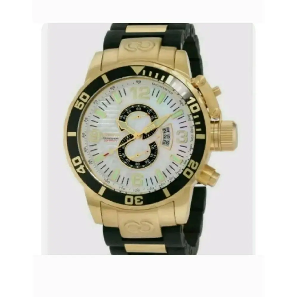 Invicta Men`s Corduba Mother of Pearl Dial Black/gold Rubber Strap Watch 4899
