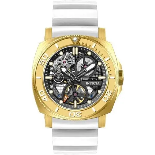 Invicta Men`s Sea 44mm Hunter Automatic Skeleton Dial Gold/white Tone Watch
