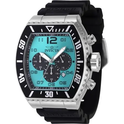 Invicta Men`s 47285 Pro Diver Quartz Chronograph Black Turquoise Dial Watch